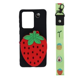 Samsung Galaxy S20 Ultra skall / lommebok deksel Jordbær / svart / rød