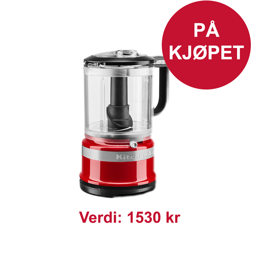 *Kjøp en KitcheinAid kjøkkenmaskin og få en foodprosessor på kjøpet i perioden 01.05 til og med 31.12. Registrer din maskin og motta gaven din her: