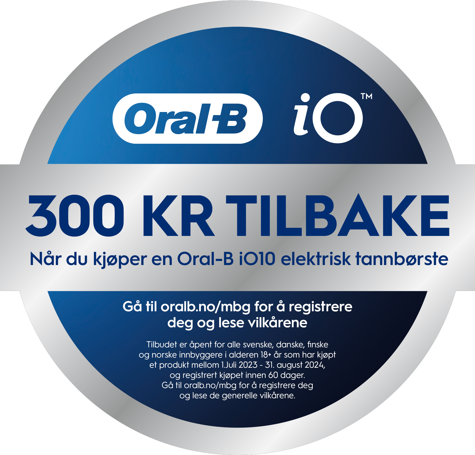 *Nå får du cashback på 300 kroner ved kjøp av Oral-B elektriske tannbørster av typen iO10. Registrer deg og les mer om kampanjen på www.oralb.no/mbg som også er i linken under.