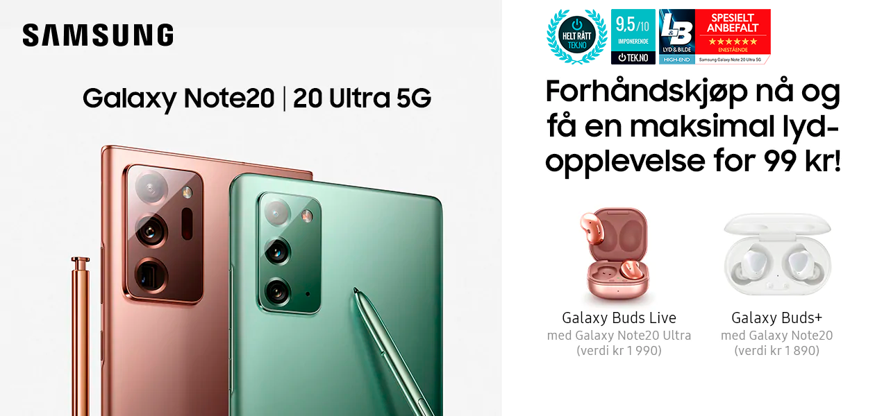 Samsung Galaxy Note 20 og Note 20 Ultra 5G – Forhåndskjøp nå og optimer lydopplevelsen!
