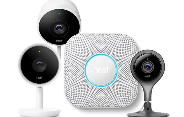 Sikkerhetssystemer er en viktig del av et smarthjem Overvåkningskameraer og brannalarmer fra Nest