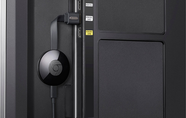 Hør musikk, podcast og nyheter på Google Home Chromecast tilkoblet TV.