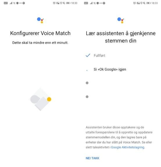 Lær Google Assistant å kjenne igjen stemmen din Skjermdump fra Google Home-appen som viser Voice Match-funksjonen
