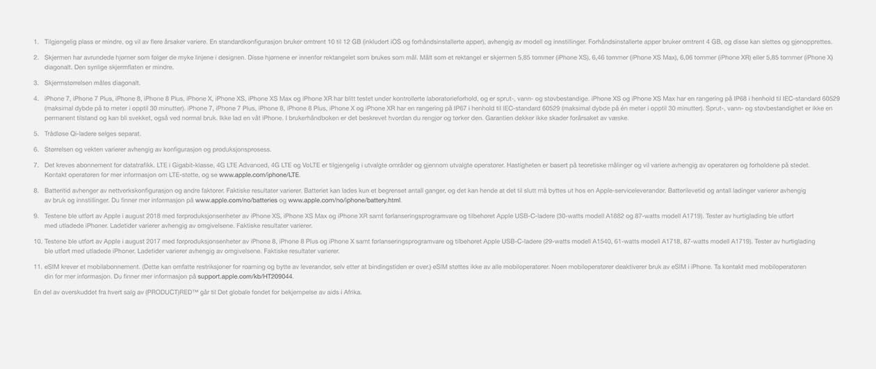 Disclaimer – Elkjøp sammenligner iPhone-modeller