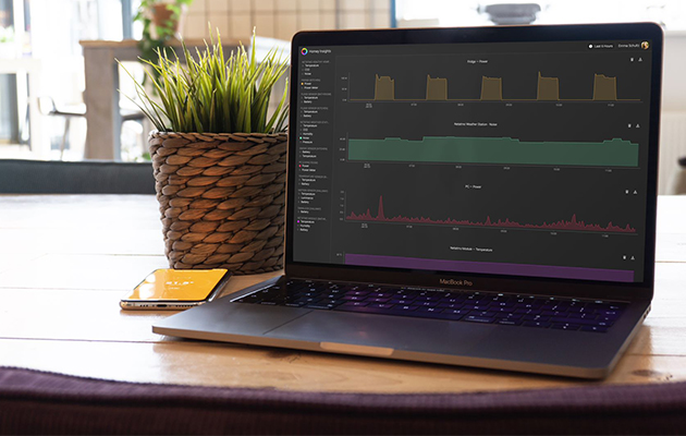 Med Insight får du full kontroll over strømforbruket til elektronikken din Bilde av bærbar PC med grafer fra Insight