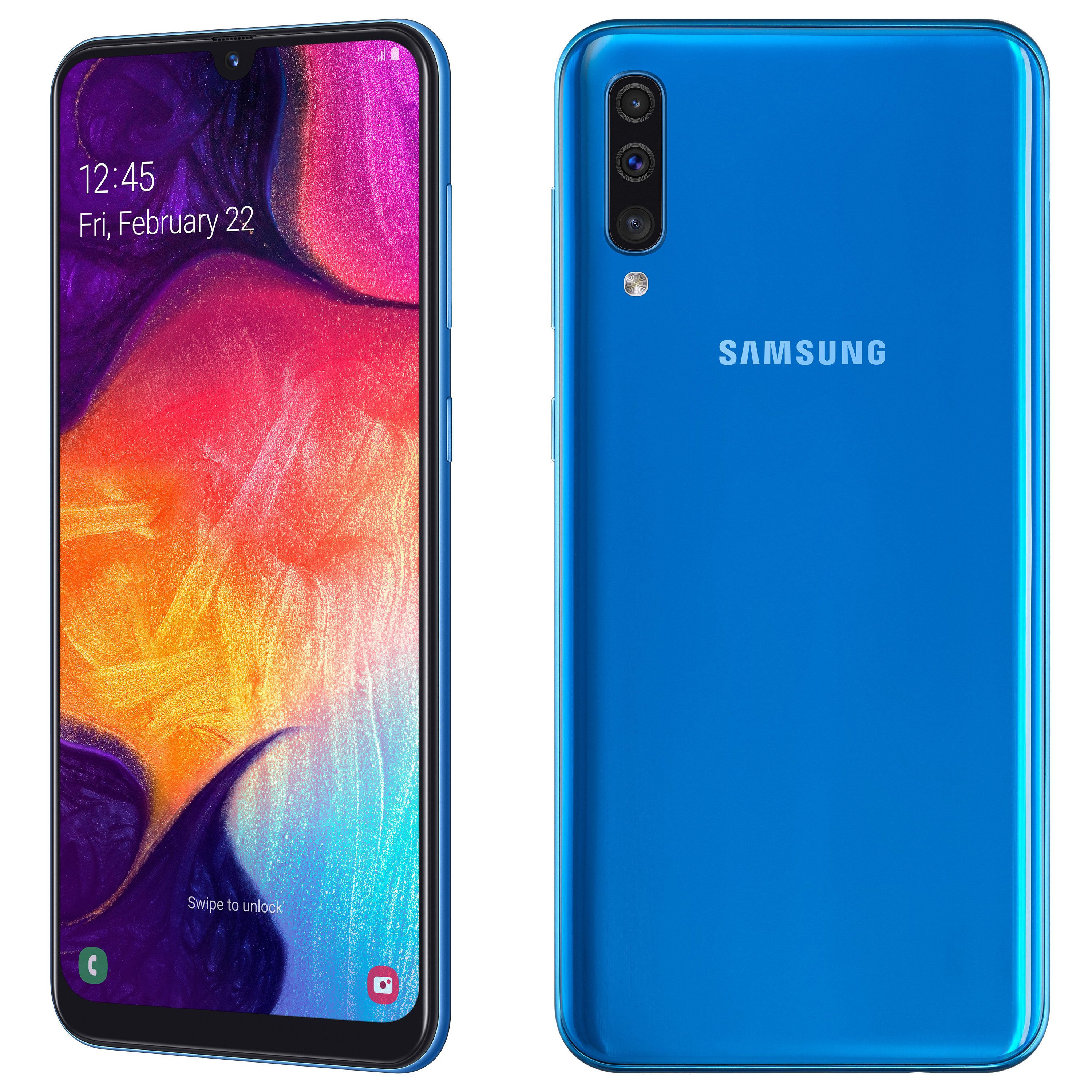 # Samsung Galaxy A50 i fargen blå