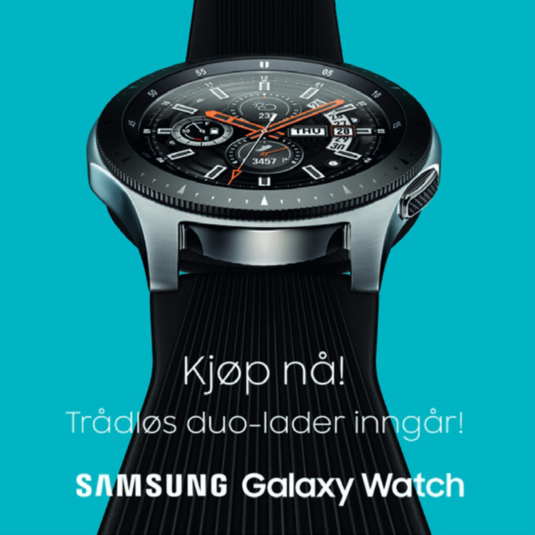 Kjøp en Galaxy Watch mellom 01.04.2019 og 30.04.2019 og få en trådløs duo-lader på kjøpet! Kjøp en Galaxy Watch mellom 01.04.2019 og 30.04.2019 og få en trådløs duo-lader på kjøpet!