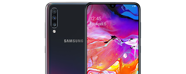 Samsung Galaxy A70 Samsung Galaxy A70 forside og bakside