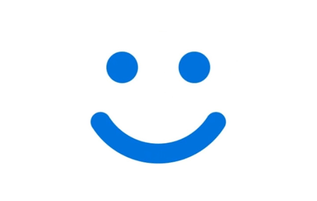 Windows Hello Blå smiley på hvit bakgrunn