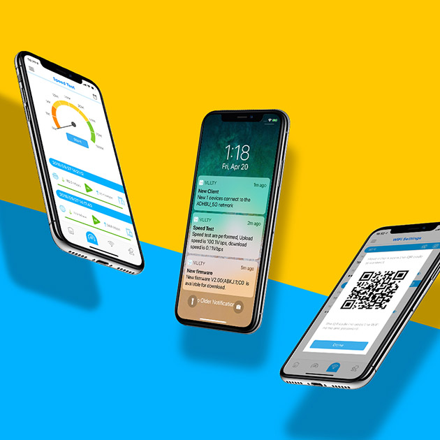 Enkel installering med appen 3 smarttelefoner med Multy-appen.