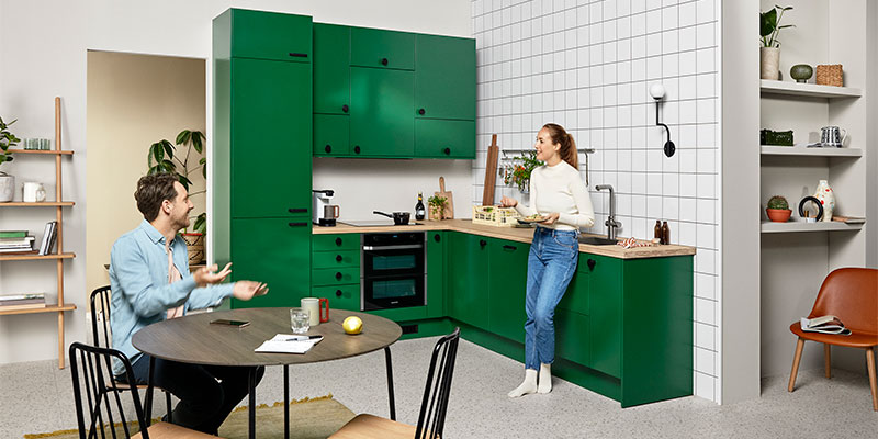Trend Green Envy er en livlig farge med masse energi Kjøkkenserien Trend i fargen Green Envy