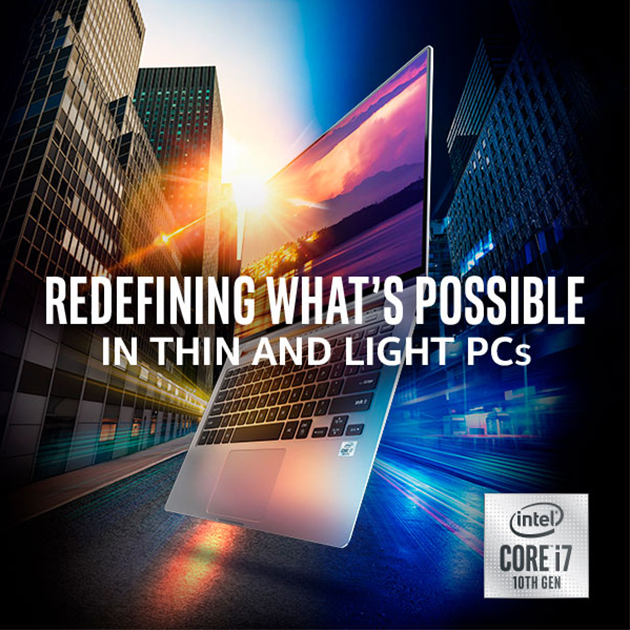 Bedre underholdning Slank laptop med Intel-logo
