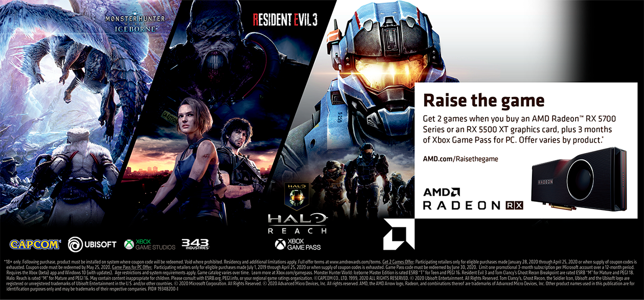 Kjøp AMD Radeon RX 5700 og få Resident Evil 3, Monsterhunter World Iceborne og Xbox Game Pass til PC med på kjøpet AMD Radeon RX 5700 kampanje