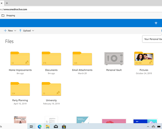 Beskyttelsen blir personlig Illustrasjon av personlig hvelv i OneDrive