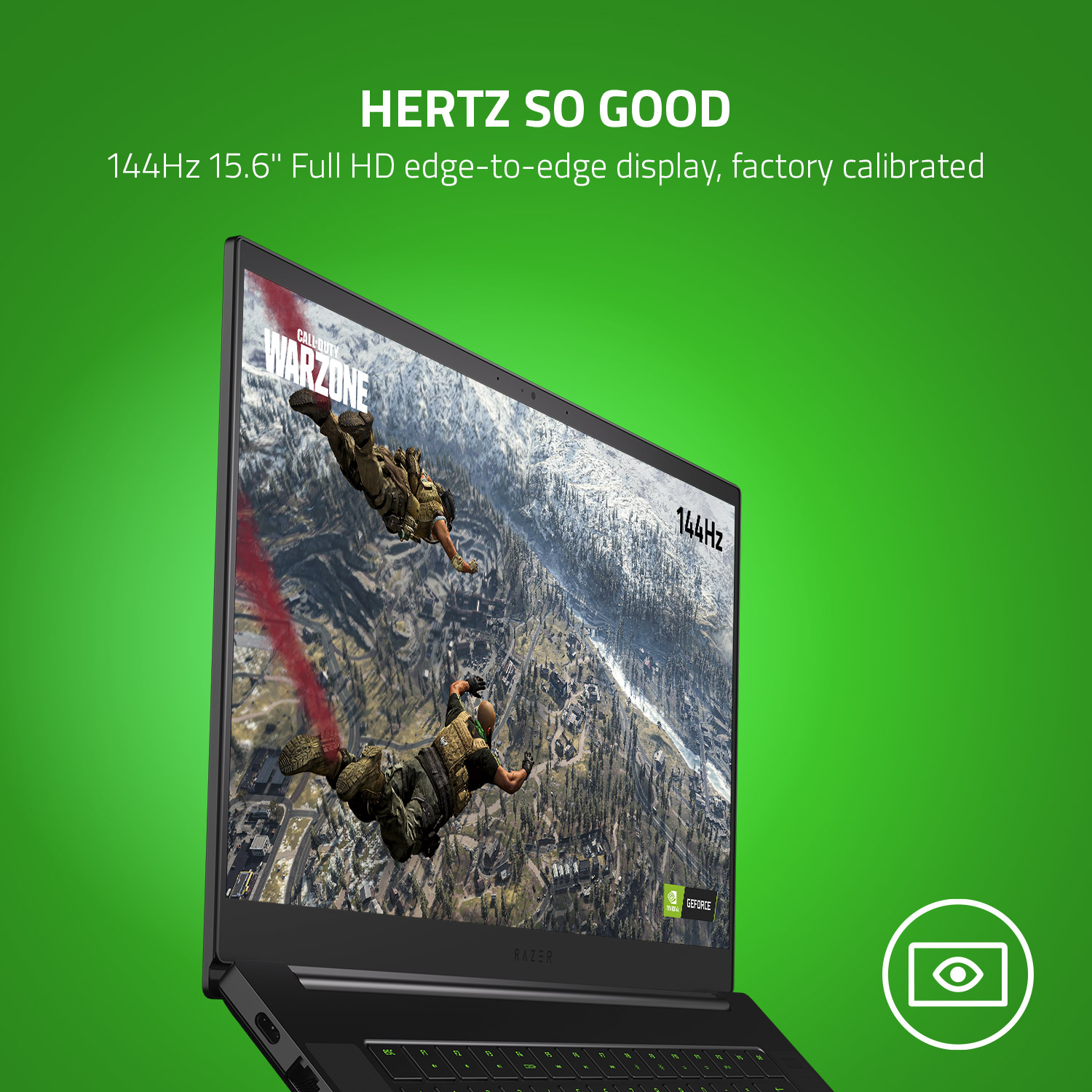 15,6 tommer stor 144Hz skjerm gir deg overtaket En 15,6 tommer stor edge-to-edge Full HD-skjerm med 144Hz gir deg en enestående visuell opplevelse