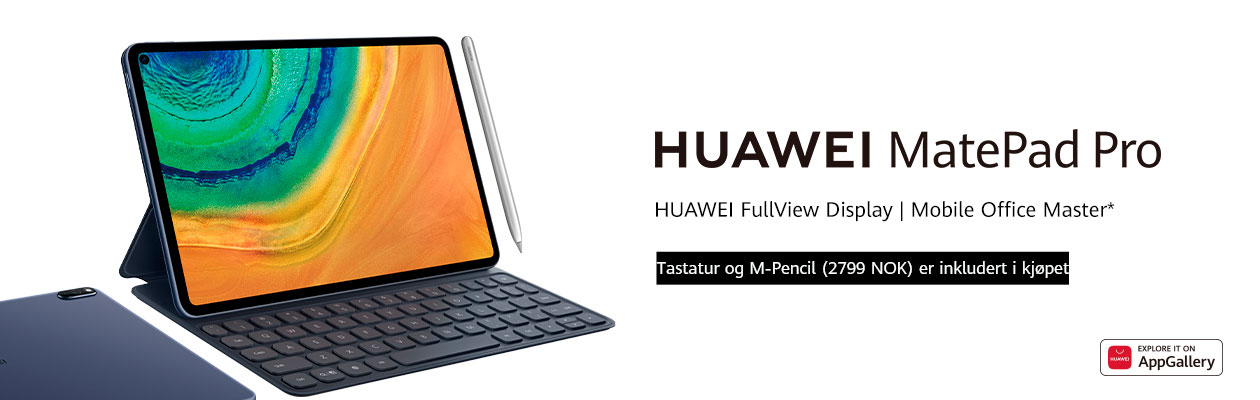 Kjøp Huawei MatePad Pro til og med 31. august 2020 og få tastatur og M-Pencil på kjøpet Huawei MatePad Pro, tastatur og M-Pencil