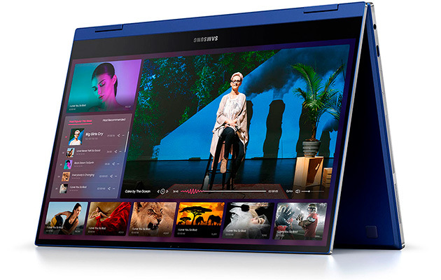 Samsung Galaxy Book Flex kan vippes Samsung Galaxy Book Flex i foldet tilstand