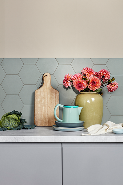Integra Steel Grey -serien har en rolig, grå basefarge Detaljbilde av Epoq Integra Steel Grey kjøkken