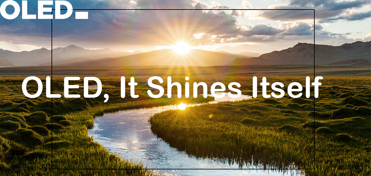 OLED shines for itself OLED-TV med sol i bakgrunnen