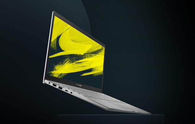 Formfaktoren du vil ha Hvit ASUS Vivobook S14 skrått fra siden