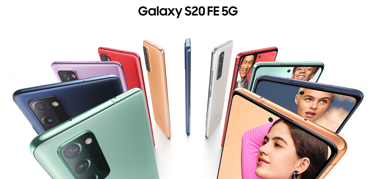 Galaxy S20 FE ustyrt med S20-seriens viktigste og mest verdsatte funksjoner – verken mer eller mindre Samsung Galaxy S20 FE i 6 forskjellige farger