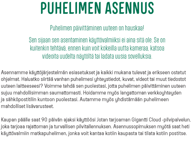 Puhelimen Asennus