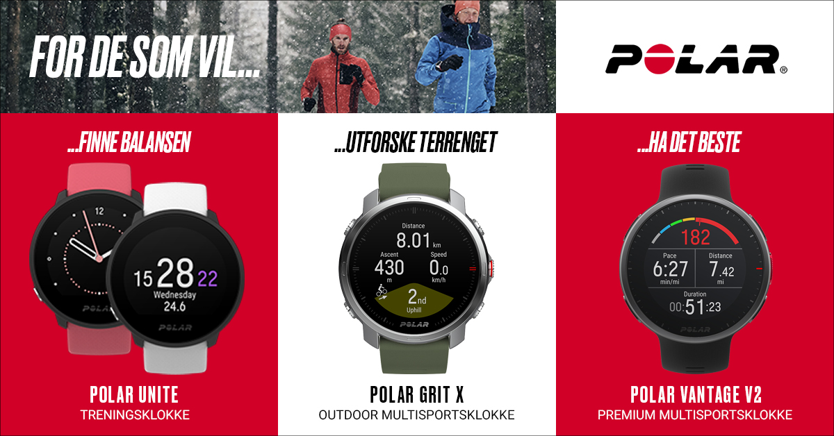 Polar er for deg for deg som vil ha det beste når du gir ditt beste Polar-banner med logo, flere sportsklokker og løpere