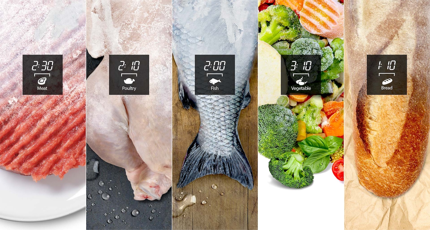 Rask tining Bilde av kjøtt, kylling, fisk, grønnsaker og brød