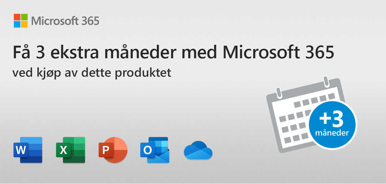 Få 3 ekstra måneder med Microsoft 365 ved kjøp av dette produktet Microsoft 365.