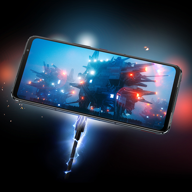 65 W HyperCharge gir deg 60% strøm etter bare 18 minutters ladning Asus ROG Phone 5 lades op