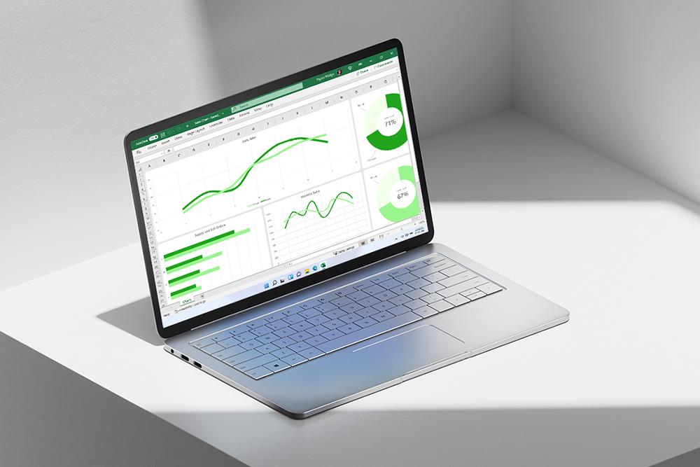 Microsoft 365 Windows 11-PC med Excel oppe