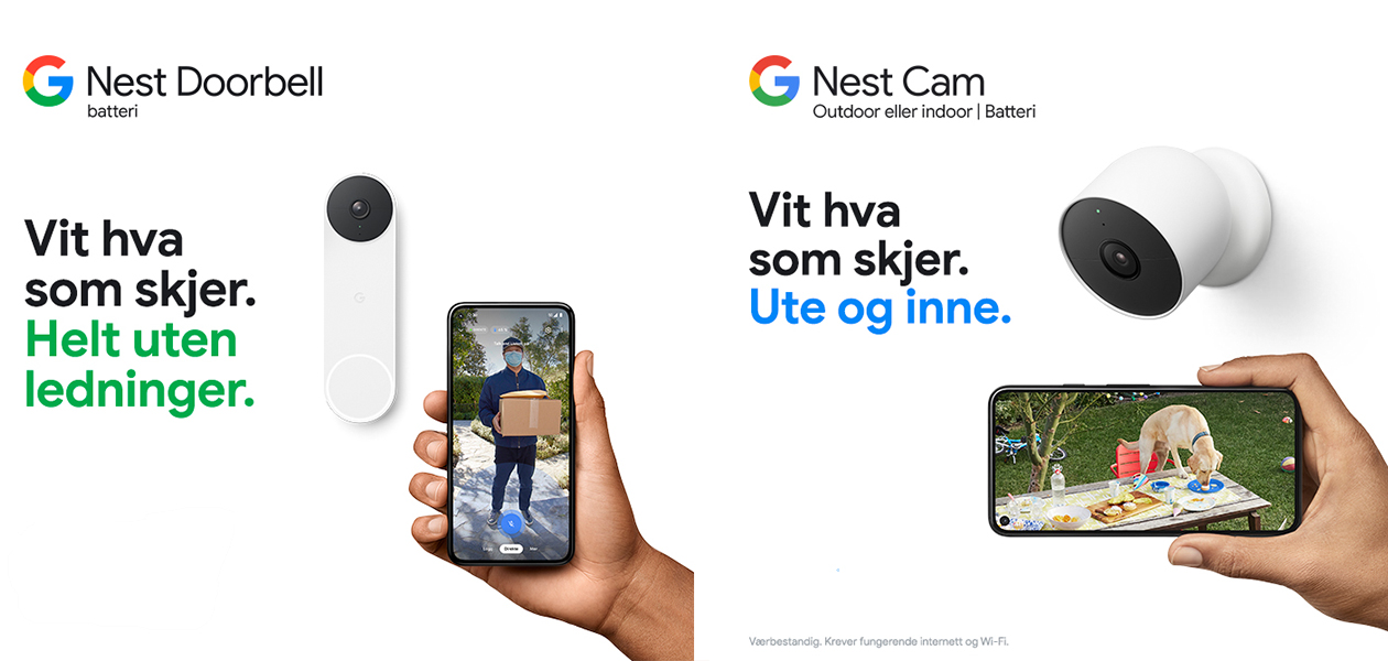 Nest Doorbell og Nest Cam fra Google Nest Doorbell og Nest Cam fra Google