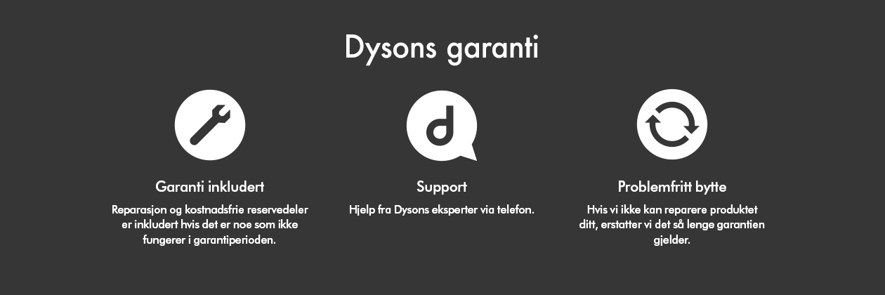Banner med Dysons garantivilkår