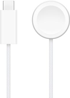 USB-C-lader ved siden av en magnetisk hurtiglader til Apple Watch