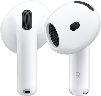 AirPods 5-maskinvare, viser forsiden og baksiden med designet i fokus