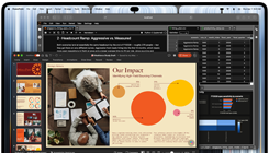 En MacBook Pro med PROLED XDR-skjerm i fargen stellarsvart. På skjermen vises en presentasjon som lages i Microsoft PowerPoint ved hjelp av JupyterLab og Terminal.
