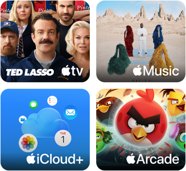 iPad, promoteringsilbud på Apple One, kjøp en ny iPad og få Apple One gratis i tre måneder, slik at du kan få tilgang til disse tjenestene sammen: Apple TV, Apple Music, iCloud+ og Apple Arcade
