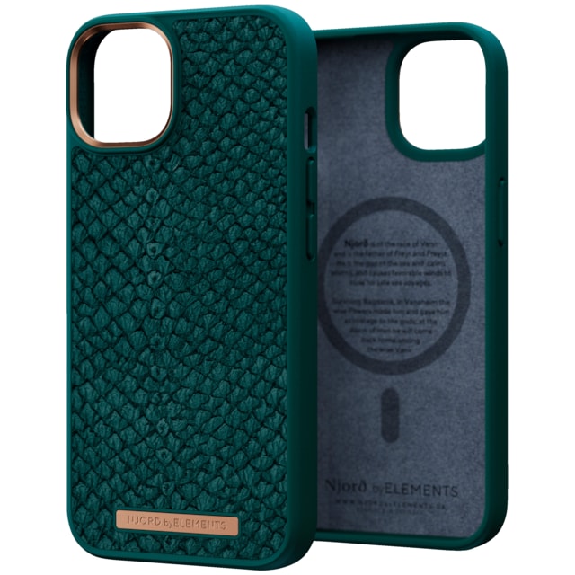NJORD byELEMENTS iPhone 14/13 Salmon Leather MagSafe deksel (grønn)