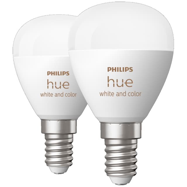 Philips Hue Luster LED-lyspære WCA 5,1W P45 E14 2-pk.