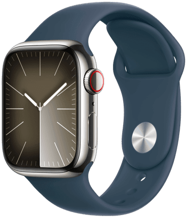 Apple Watch S9 45mm GPS+CEL (Silver SS/Storm Blue Sport Band) M/L