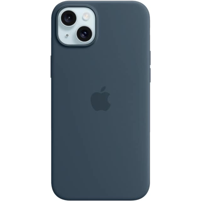 iPhone 15 Plus Silicone deksel med MagSafe (stormblå)