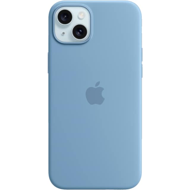 iPhone 15 Plus Silicone deksel med MagSafe (vinterblå)