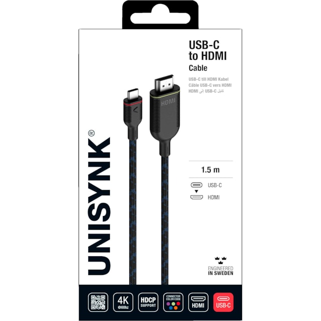 Unisynk USB-C to HDMI 4K60Hz kabel (1,5m)