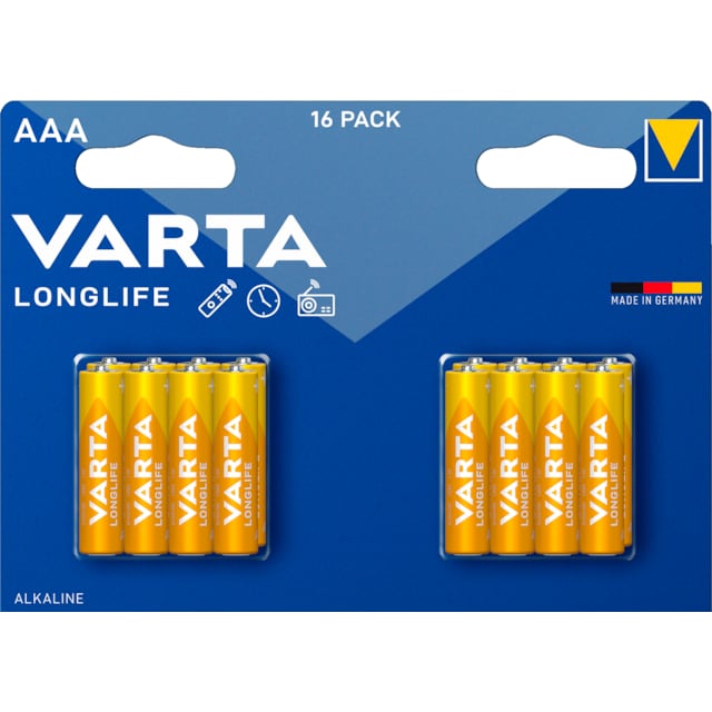 Varta Longlife AAA batteri (16-pakk)