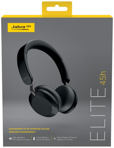 Jabra Elite 45h trådløse on-ear hodetelefoner (titanium black)