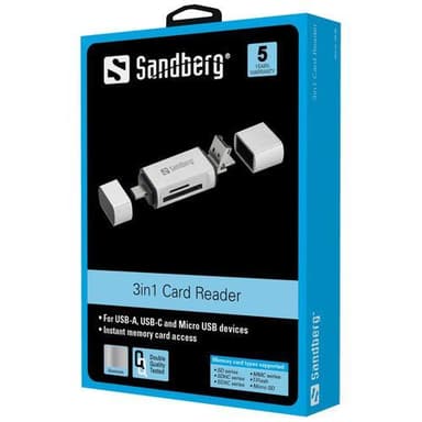 Sandberg kortleser USB-C + USB + MicroUSB