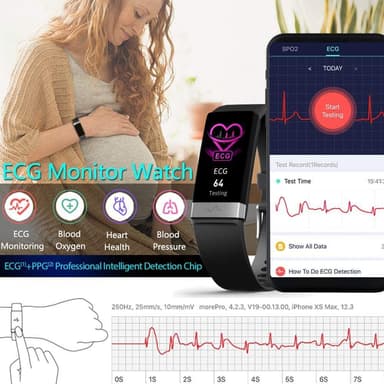 Aktivitetsarmbånd med Bluetooth og pulsmåler, svart