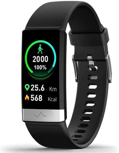 Aktivitetsarmbånd med Bluetooth og pulsmåler, svart