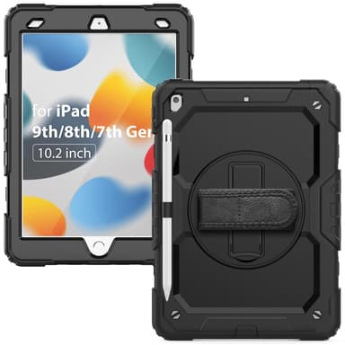 iPad 9. / 8. / 7. generasjon 10,2" veske med skulderstropp Svart