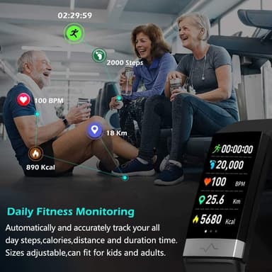 Aktivitetsarmbånd med Bluetooth og pulsmåler, svart